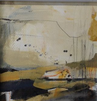 An Acrylic painting by Trish Bennett in the Contemporary style  with main colour being Black Brown and Grey and titled Go with the Flow