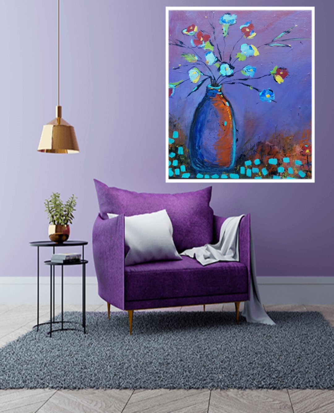 Mixed Media Painting by Angela ILIADIS titled Floral Arrangement