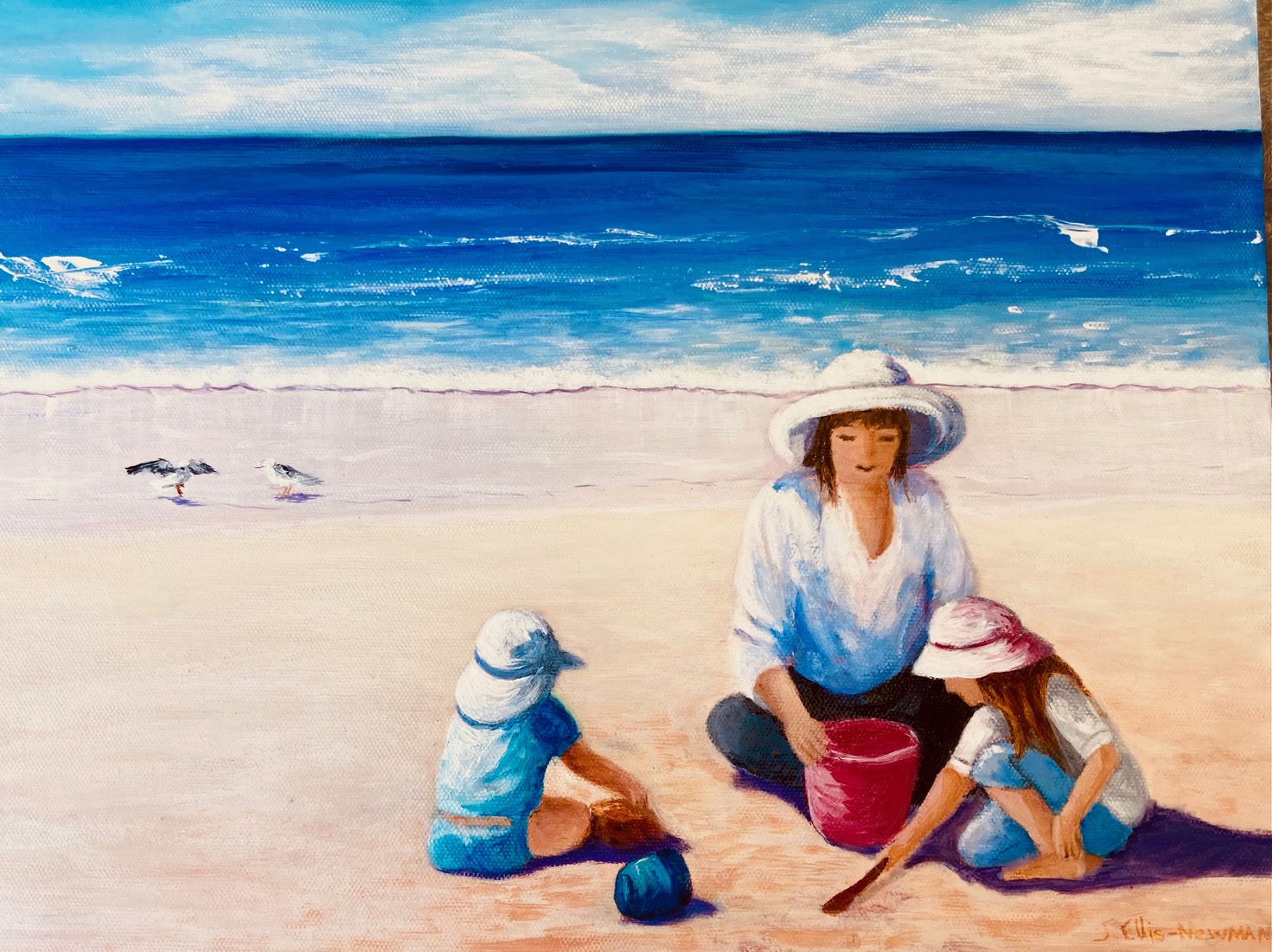 Acrylic Painting by Jenny Ellis-Newman titled Day at the Beach
