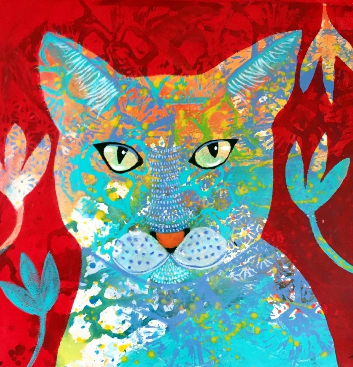 Mixed Media Painting by Jenny Ellis-Newman titled Well, Fancy Cat