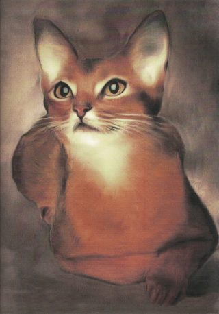 An Acrylic painting by Lilly Antoneavic in the Realist style  depicting Animals Cats with main colour being Brown and titled Abysinian Cat Resting