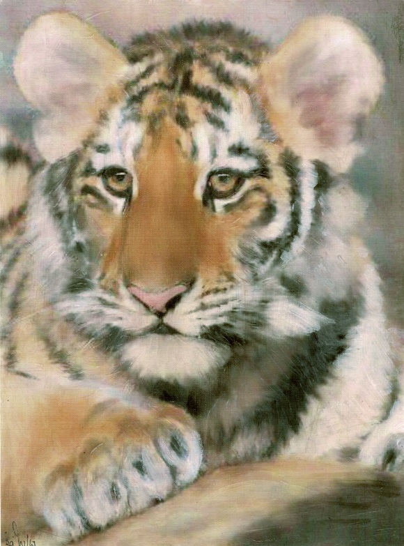 Acrylic Painting by Lilly Antoneavic titled Tiger Cub
