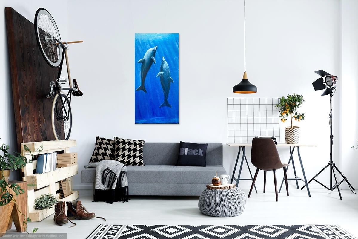 Acrylic Painting by Jenny Ellis-Newman titled Playful Dolphins
