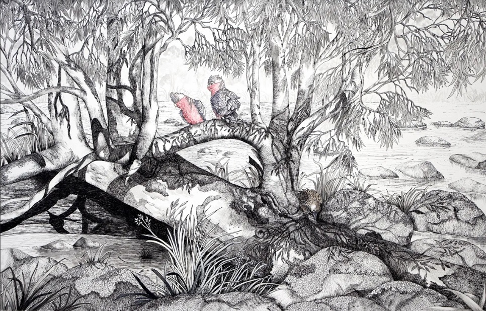 Mixed Media Painting by Ellen Lee Osterfield titled Barnadown Rapids