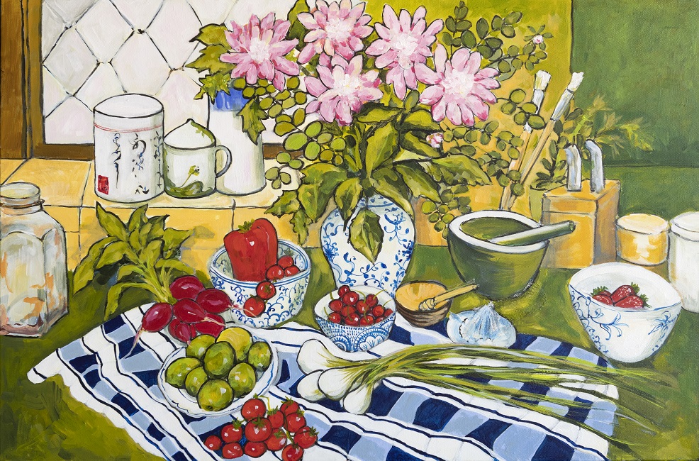 Acrylic Painting by Helen Dubrovich titled Join me for Lunch