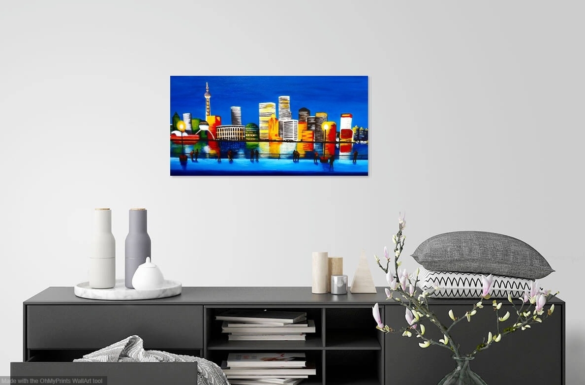 Acrylic Painting by Jenny Ellis-Newman titled Shanghai Lights at Night