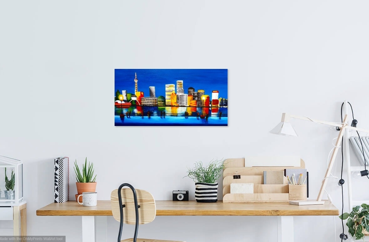 Acrylic Painting by Jenny Ellis-Newman titled Shanghai Lights at Night