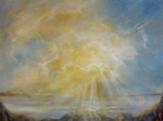 A  painting by Cathy Yarwood-Mahy Sky and titled Cloud Whispers