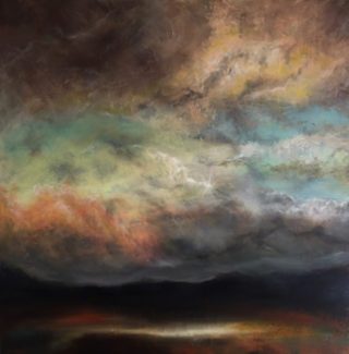 A  painting by Cathy Yarwood-Mahy Sky and titled Sweet Caress