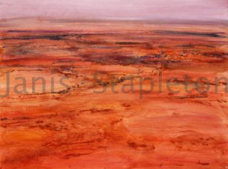 A Mixed Media painting by Janis Stapleton depicting Landscape Outback with main colour being Red and titled Tibooburra Landscape       