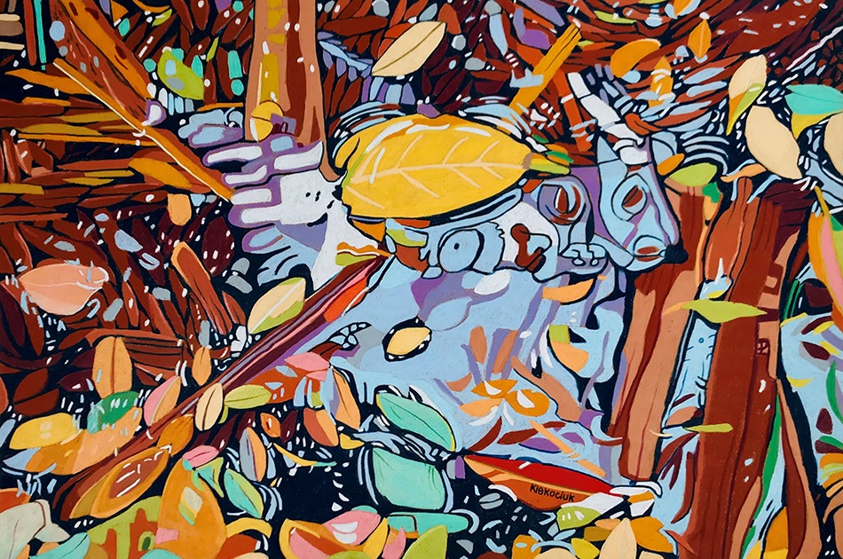 Coloured Pencils Painting by Richard Klekociuk titled On Autumn Pond