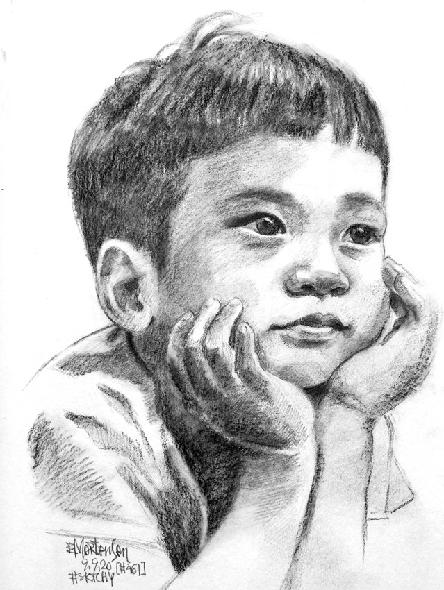 Pencil Painting by Ekaterina Mortensen titled Waiting