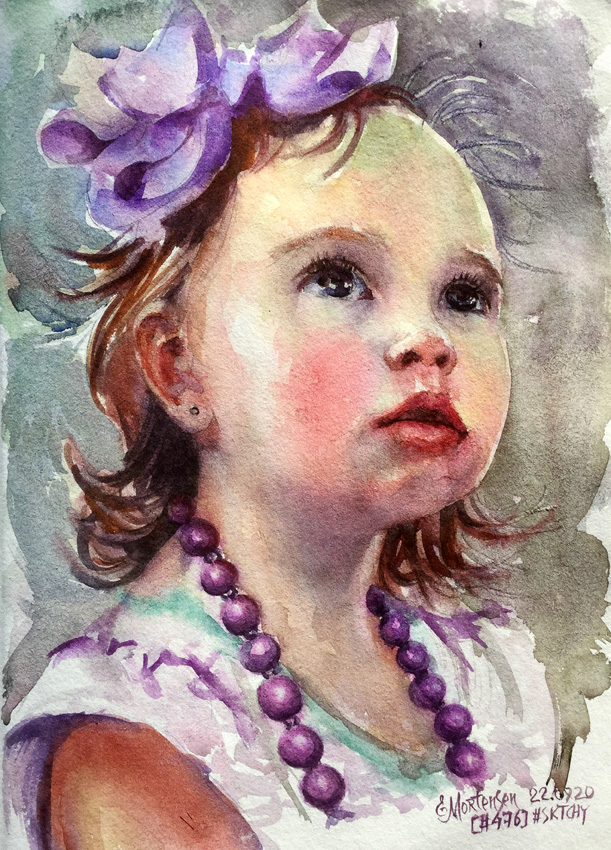Watercolour Painting by Ekaterina Mortensen titled Mummy's Beads