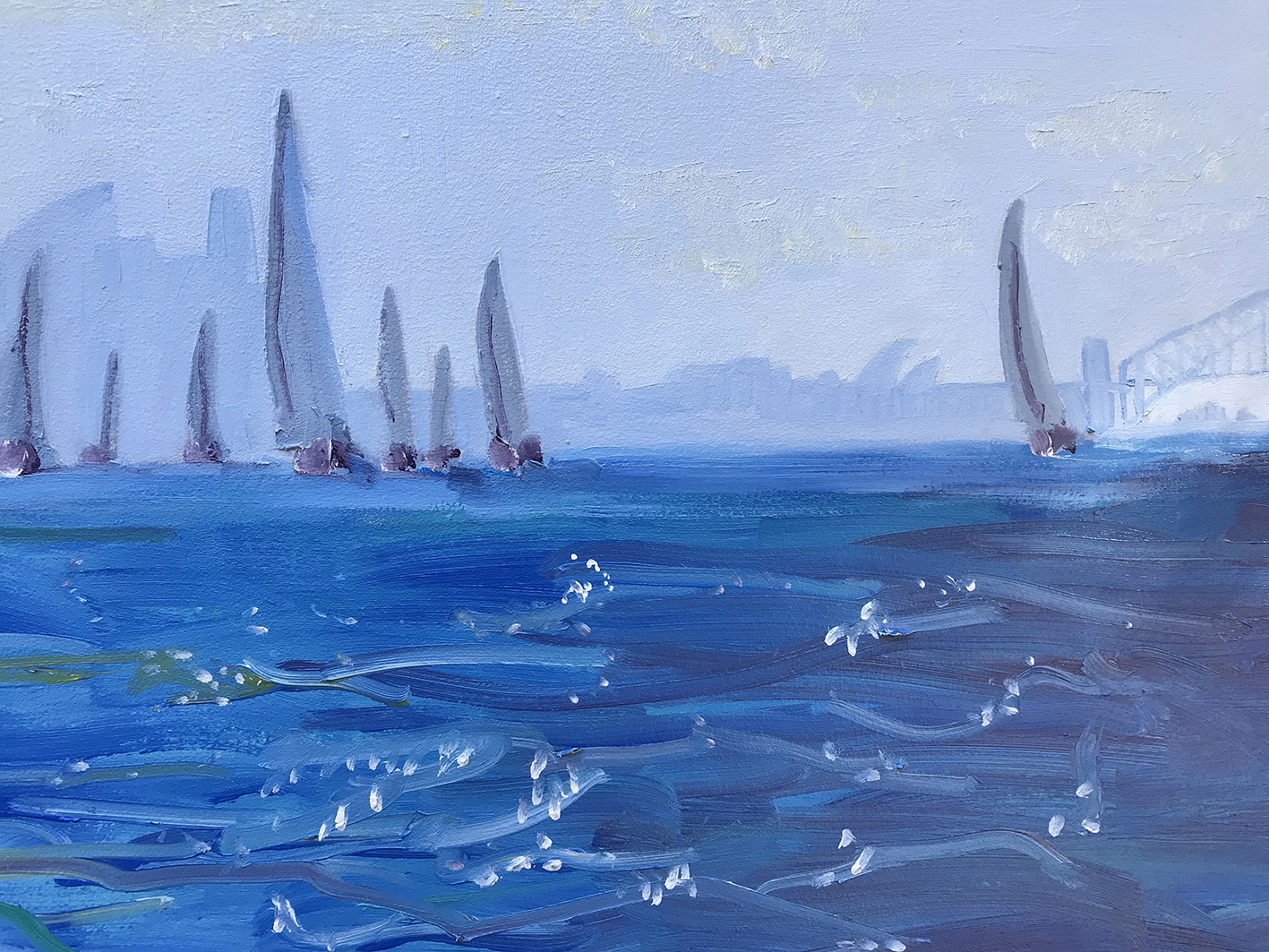 Oil Painting by Geoff Hargraves titled Afternoon Sydney Sail