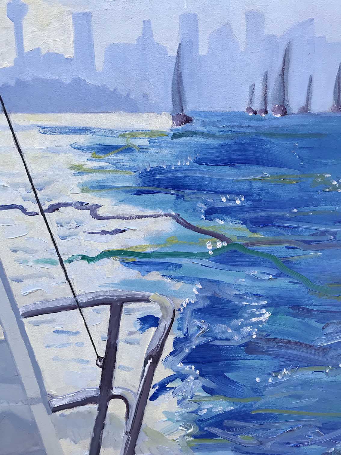 Oil Painting by Geoff Hargraves titled Afternoon Sydney Sail