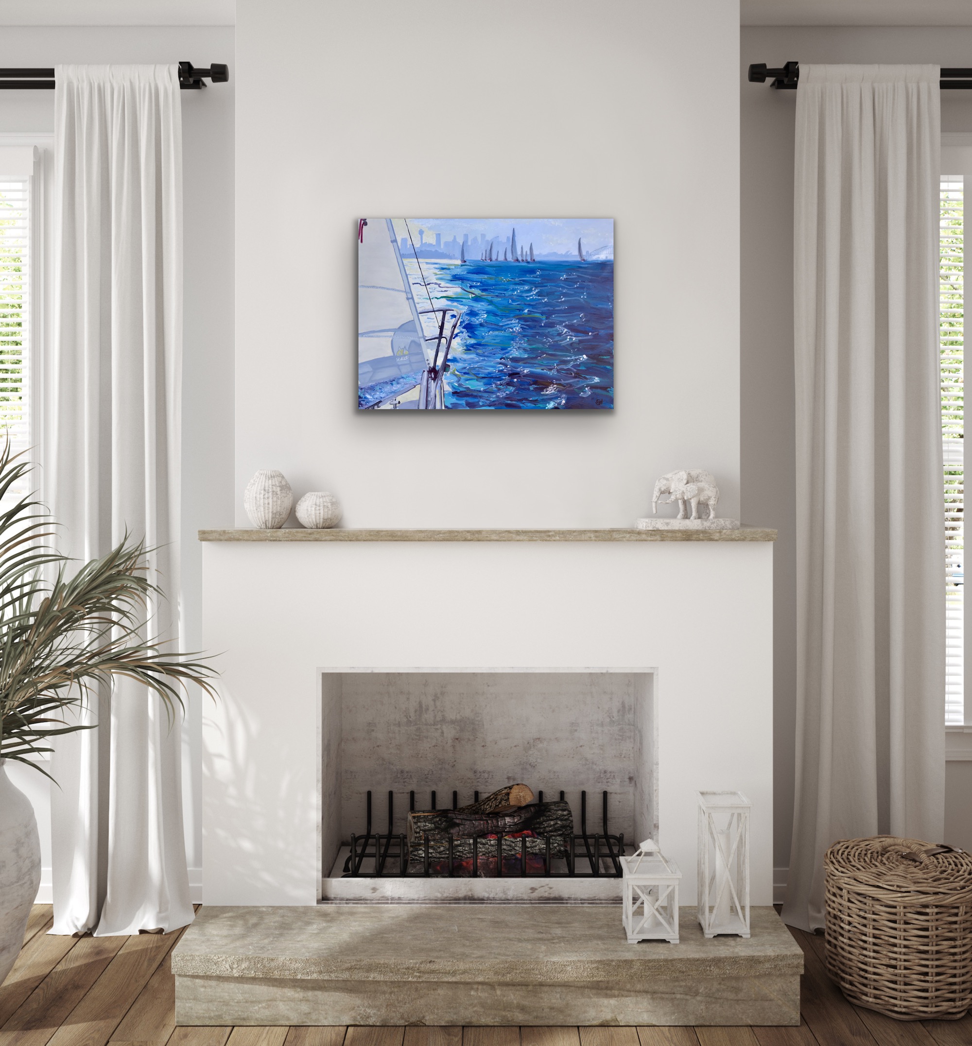 Oil Painting by Geoff Hargraves titled Afternoon Sydney Sail