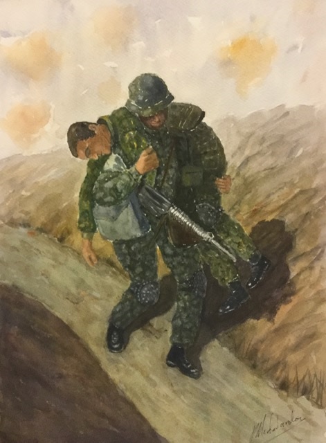 Watercolour Painting by Peter Michalandos titled Mateship