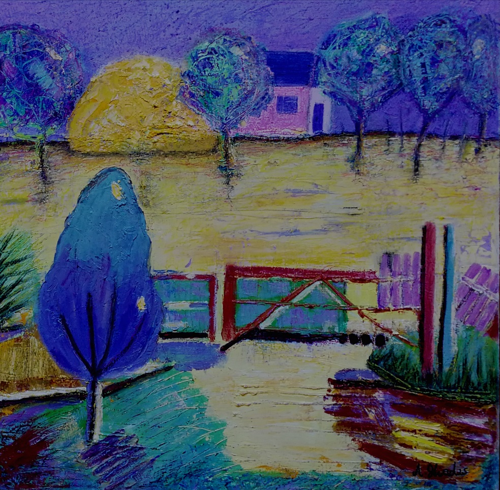Acrylic Painting by Angela ILIADIS titled Farmyard