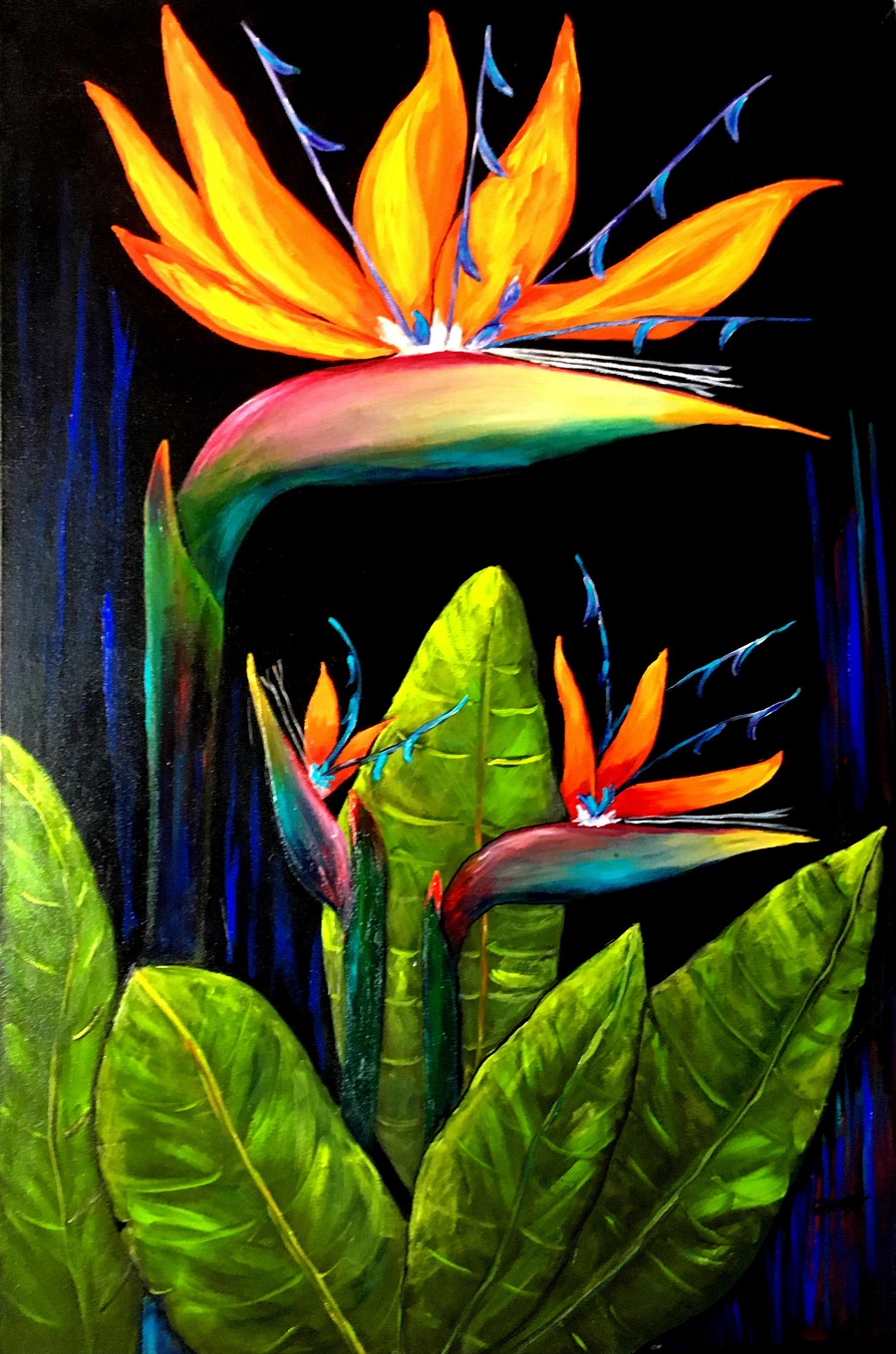 Acrylic Painting by Georgina Walsh titled Bird of Paradise