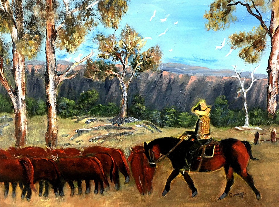 Acrylic Painting by Georgina Walsh titled The Drover
