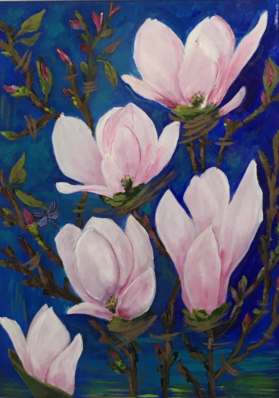 Acrylic Painting by Georgina Walsh titled White Magnolia