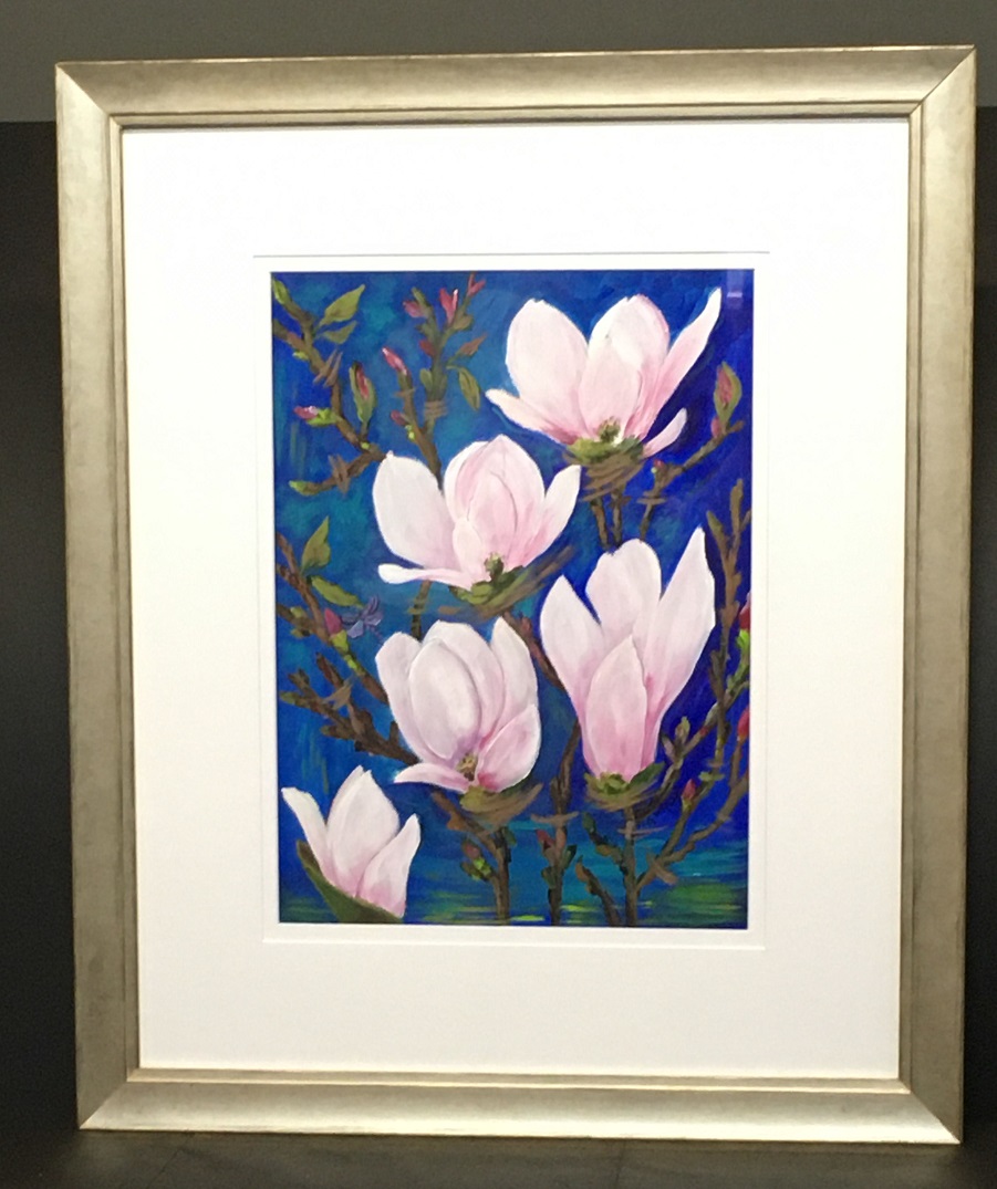 Acrylic Painting by Georgina Walsh titled White Magnolia