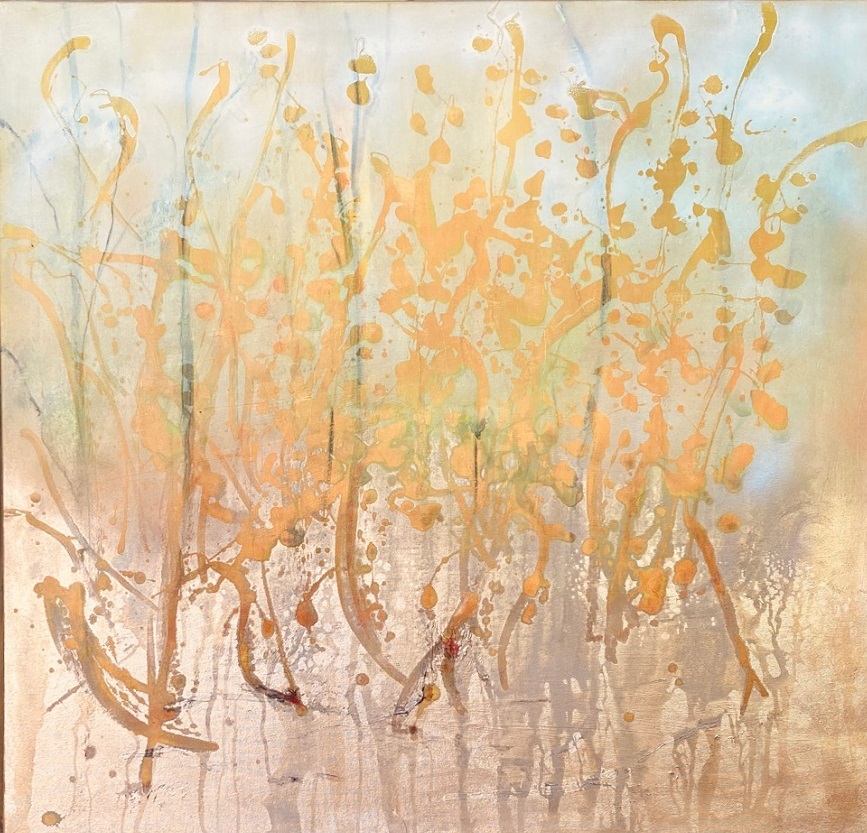 Mixed Media Painting by Margaret Morgan Watkins titled The Gold of the Day