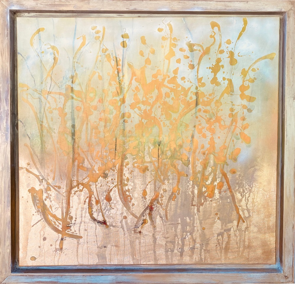 Mixed Media Painting by Margaret Morgan Watkins titled The Gold of the Day