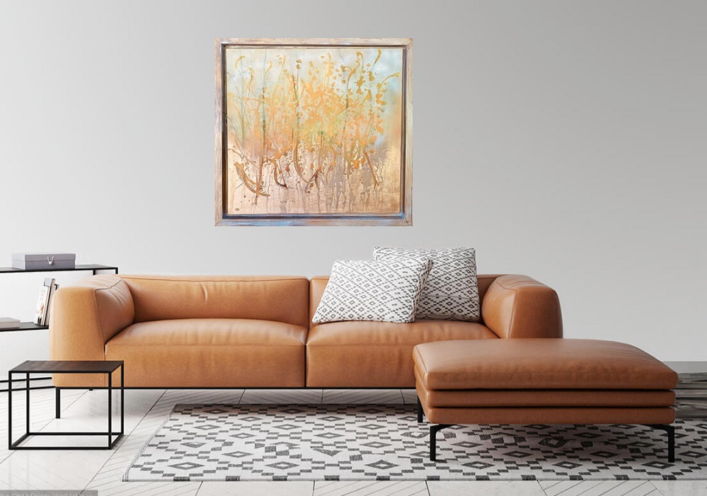 Mixed Media Painting by Margaret Morgan Watkins titled The Gold of the Day