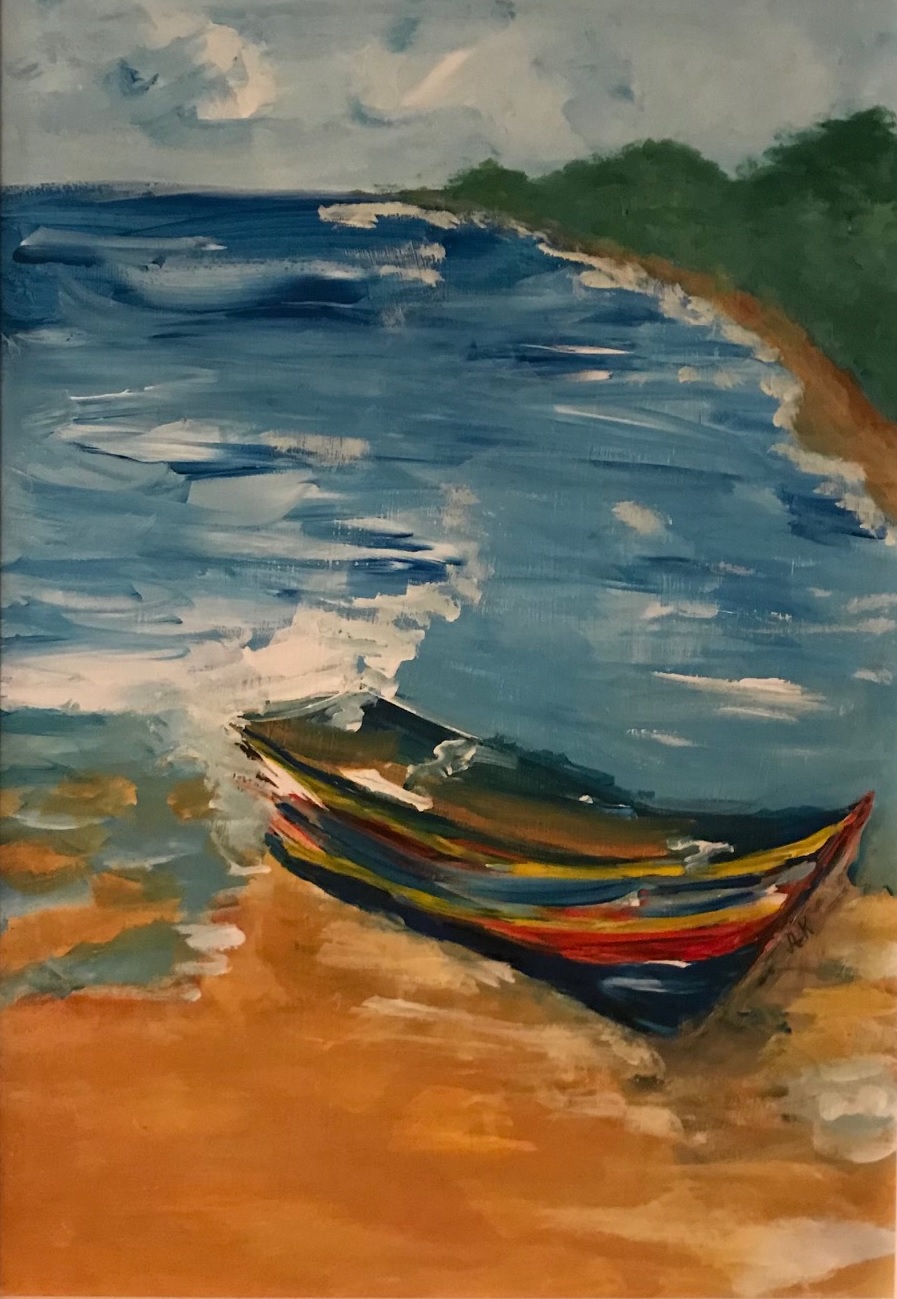Mixed Media Painting by Amal Khouri titled Sea and Sand