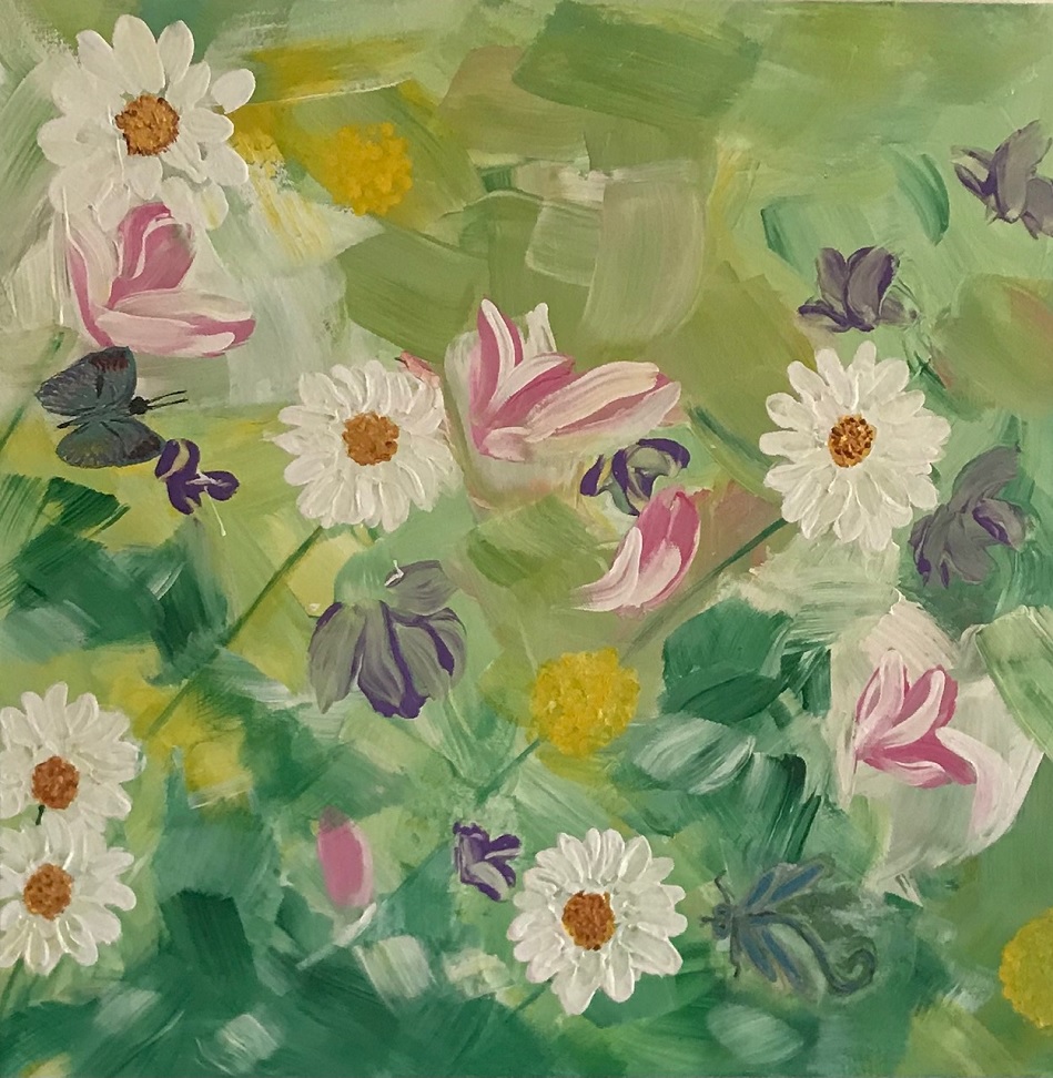 Mixed Media Painting by Amal Khouri titled Springtime