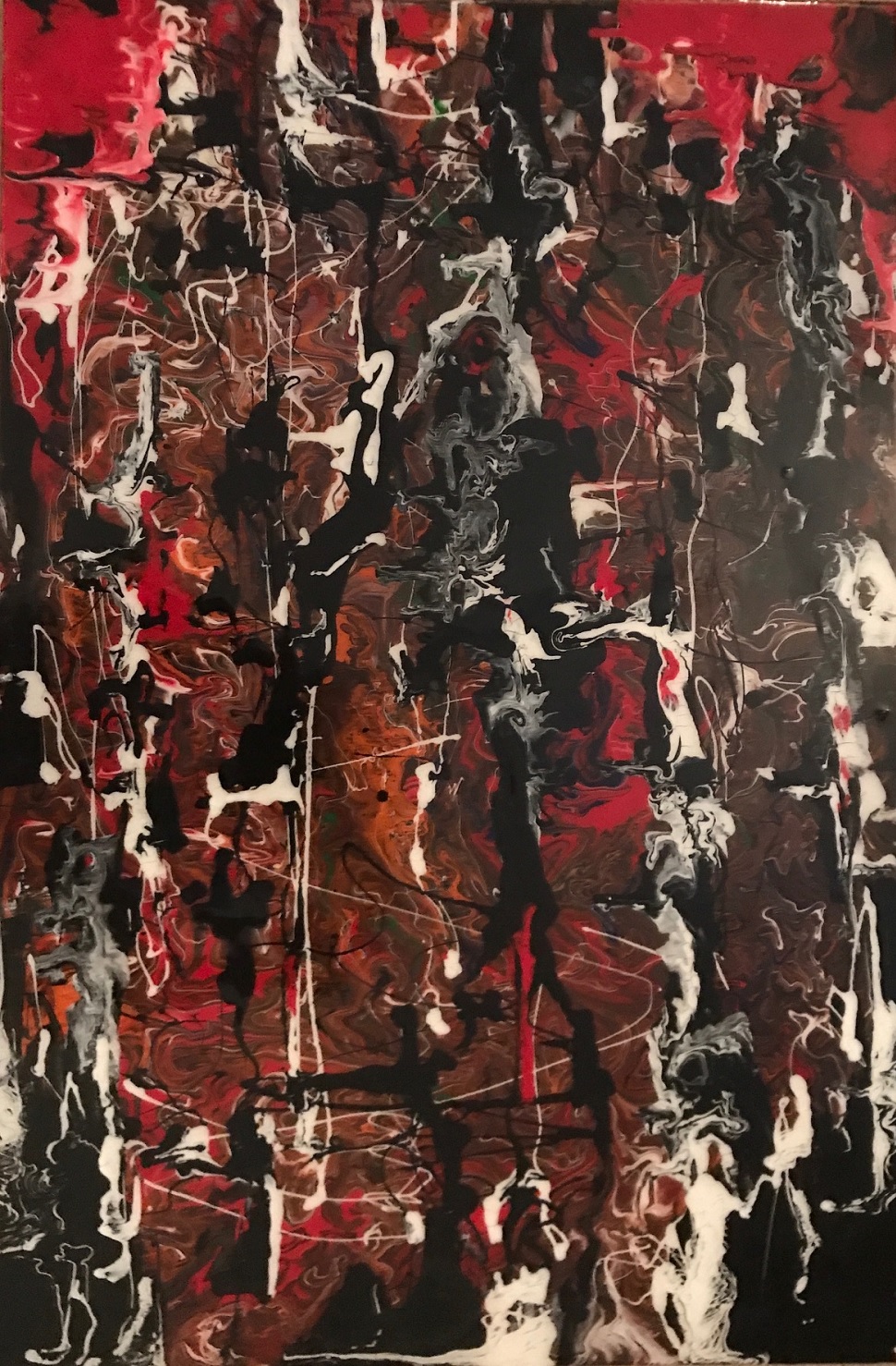 Mixed Media Painting by Amal Khouri titled Australian Outback on Fire