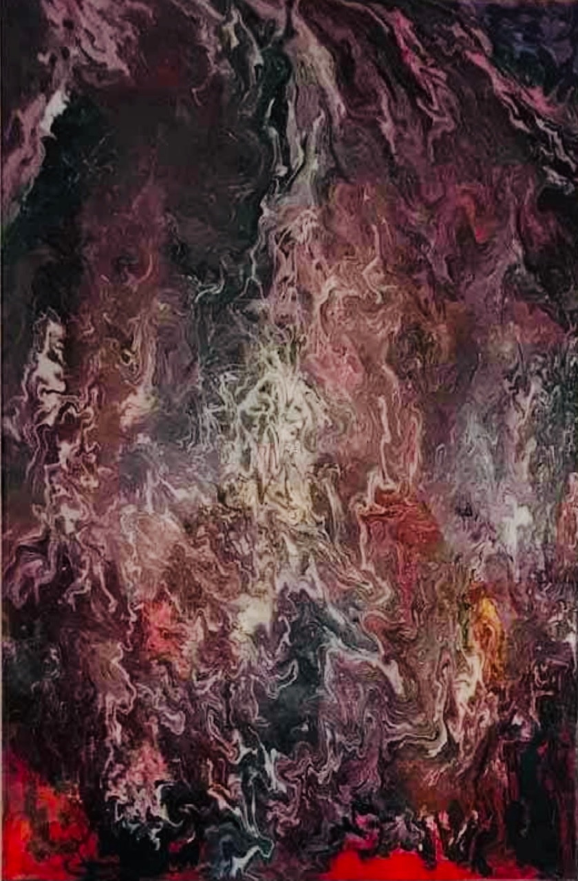 Mixed Media Painting by Amal Khouri titled Wee Gollum  