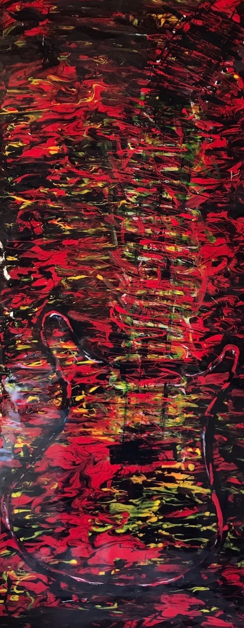 Mixed Media Painting by Amal Khouri titled Hot Guitar 