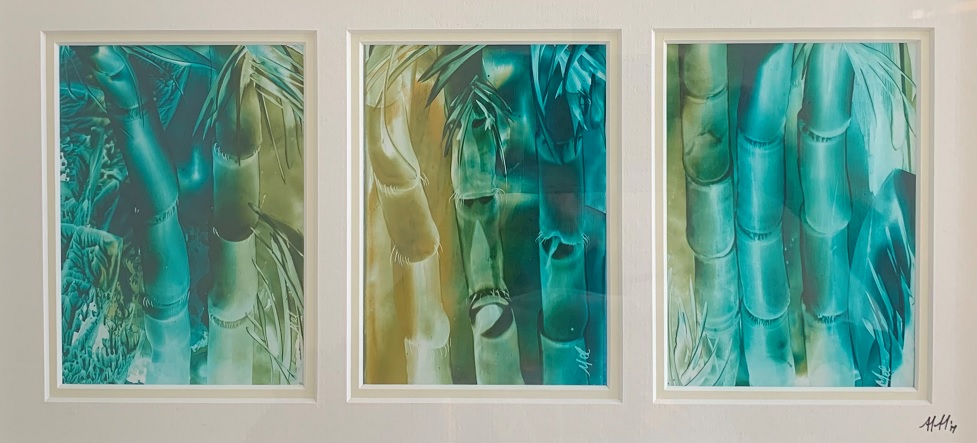 Mixed Media Painting by Melissa Martin titled Bambusa Spirit Triptych