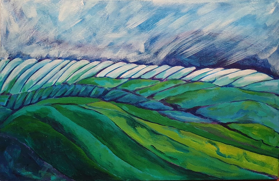 Acrylic Painting by Olga Megele titled Dynamic Landscape