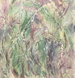 An Acrylic painting by Helen Paulucci in the Abstract style  with main colour being Cream Green and Pink and titled Early Spring