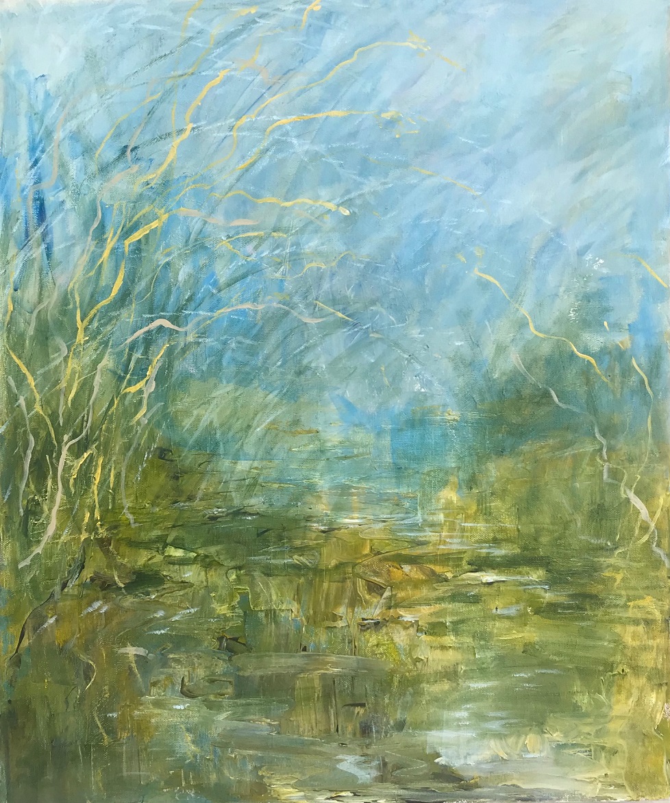 Acrylic Painting by Helen Paulucci titled Peaceful Pond