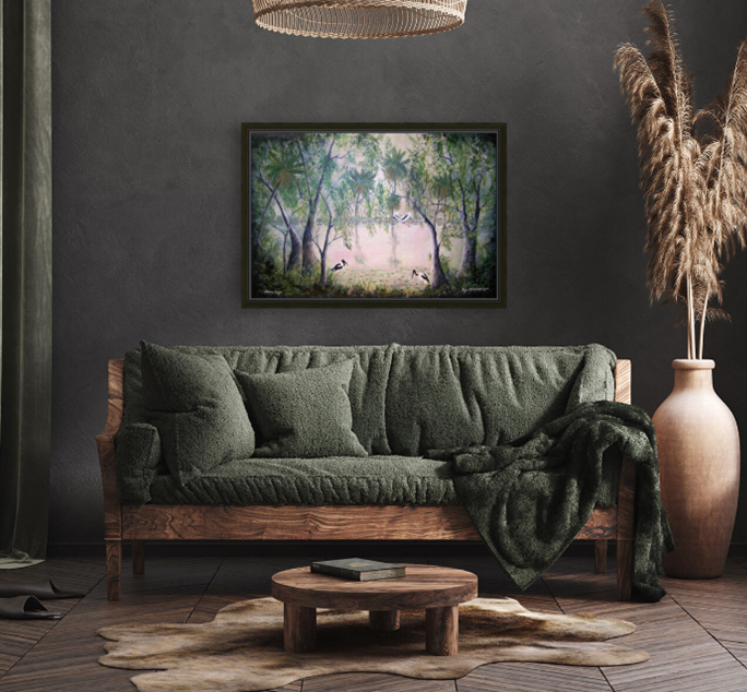 Acrylic Painting by Rex Woodmore titled Jabiru Jungle
