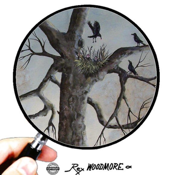 Acrylic Painting by Rex Woodmore titled Crow Crowd