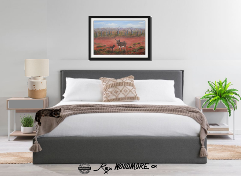 Acrylic Painting by Rex Woodmore titled Desert Donkeys