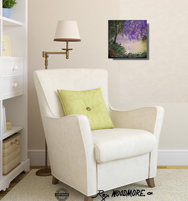Acrylic Painting by Rex Woodmore titled Peaceful Pelicans. ​