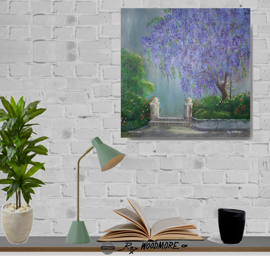 Acrylic Painting by Rex Woodmore titled Wisteria Walk