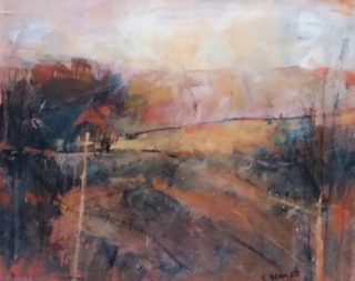 A Mixed Media artwork by Trish Bennett in the Contemporary style  depicting  Rural with main colour being Blue Brown and Grey and titled Unafraid