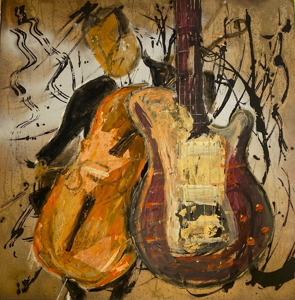 Oil Painting by Margaret Morgan Watkins titled Two Strings with the Master