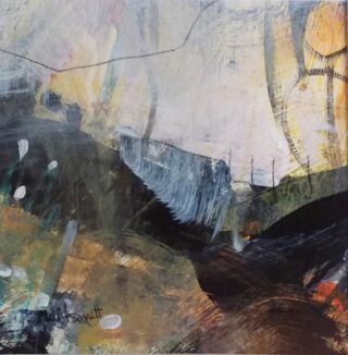 A Mixed Media artwork by Trish Bennett in the Contemporary style  depicting Landscape with main colour being Black Brown and Green and titled Of the Land