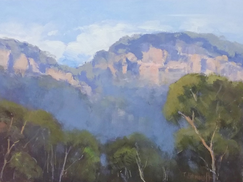 Oil Painting by Trish Bennett titled Misty Mountains