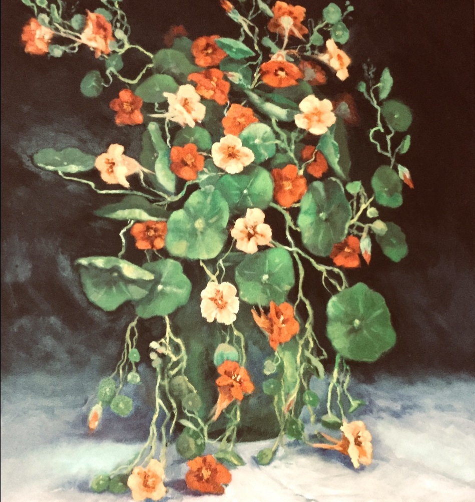  Painting by Lyn Ellis titled Happy Nasturtiums