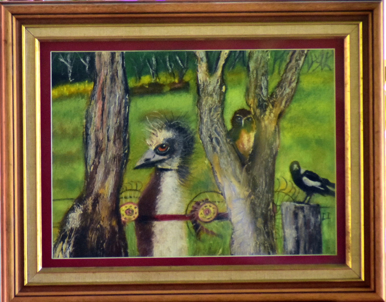 Mixed Media Painting by Irene Ioannou titled Emu and Friends