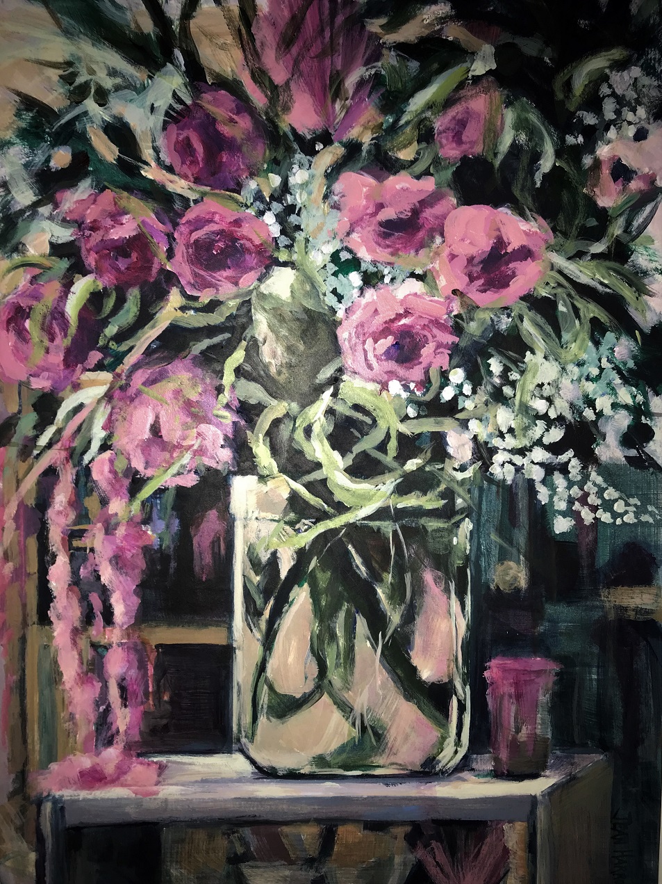 Acrylic Painting by Jean Harrow titled Wildflower Cocktail